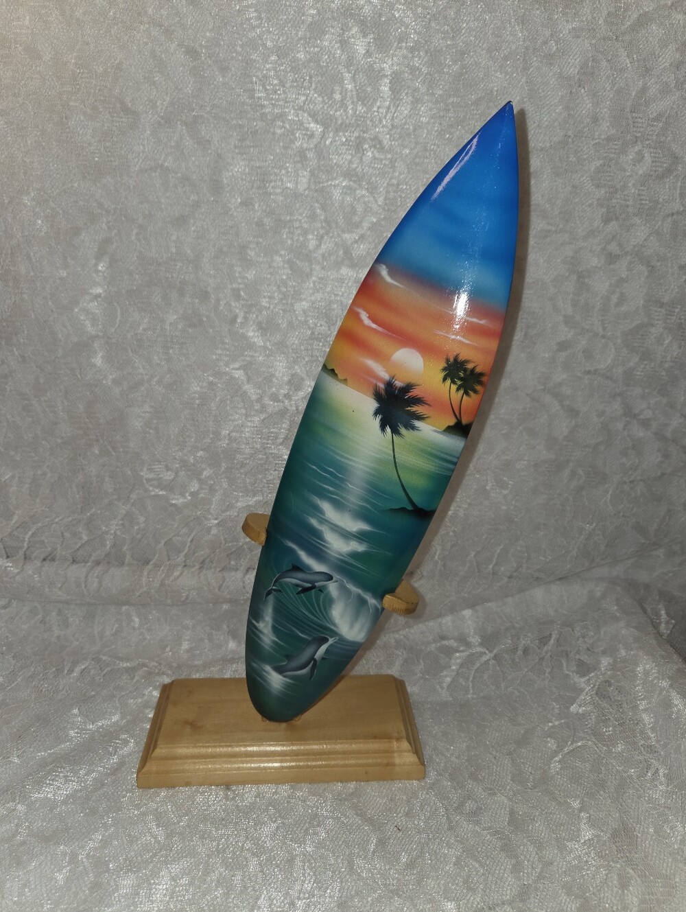 Wooden Mini Surfboard with Stand
